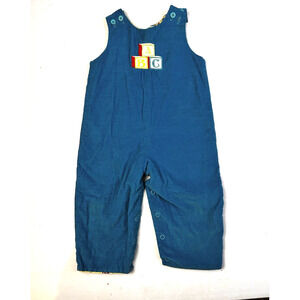 Long Romper Joh Joh Button Shoulder Pants Unisex 18 - 24 Mos Blue Reversible